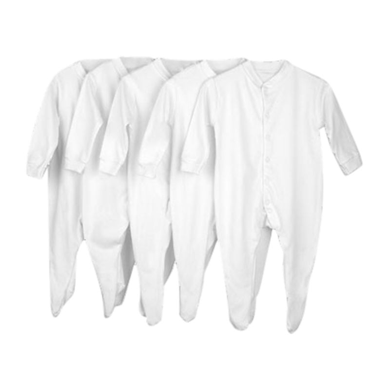 John Lewis Baby Sleepsuits, Pack of 5, White 27375