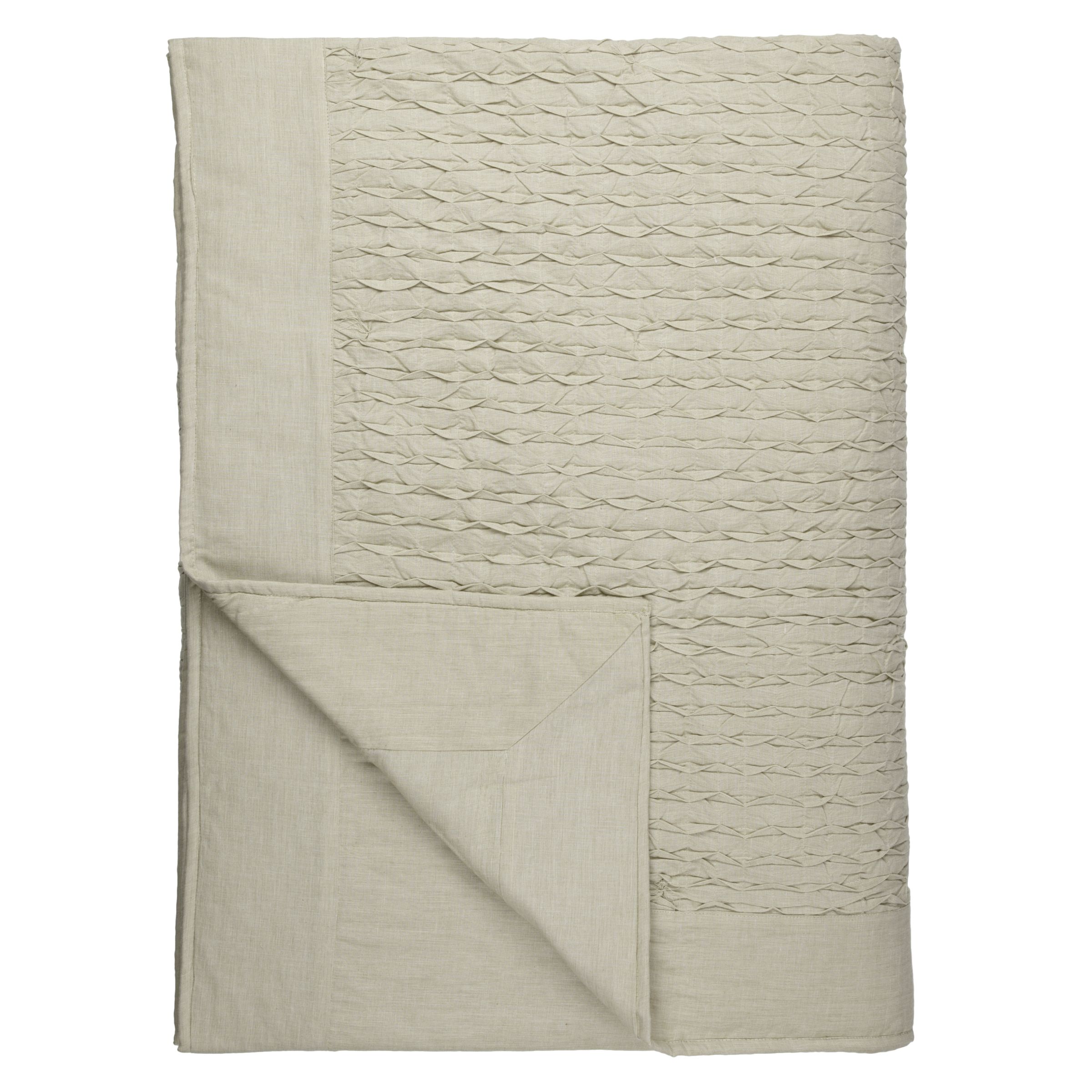 John Lewis Cotton Pleats Bedspread, Beige 119612