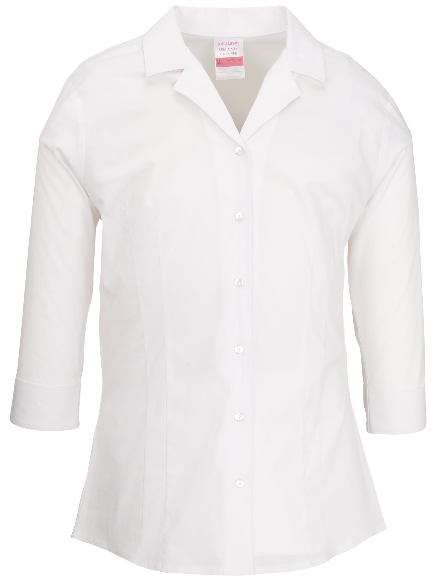 John Lewis Fitted Cotton Stretch Blouse, size:
