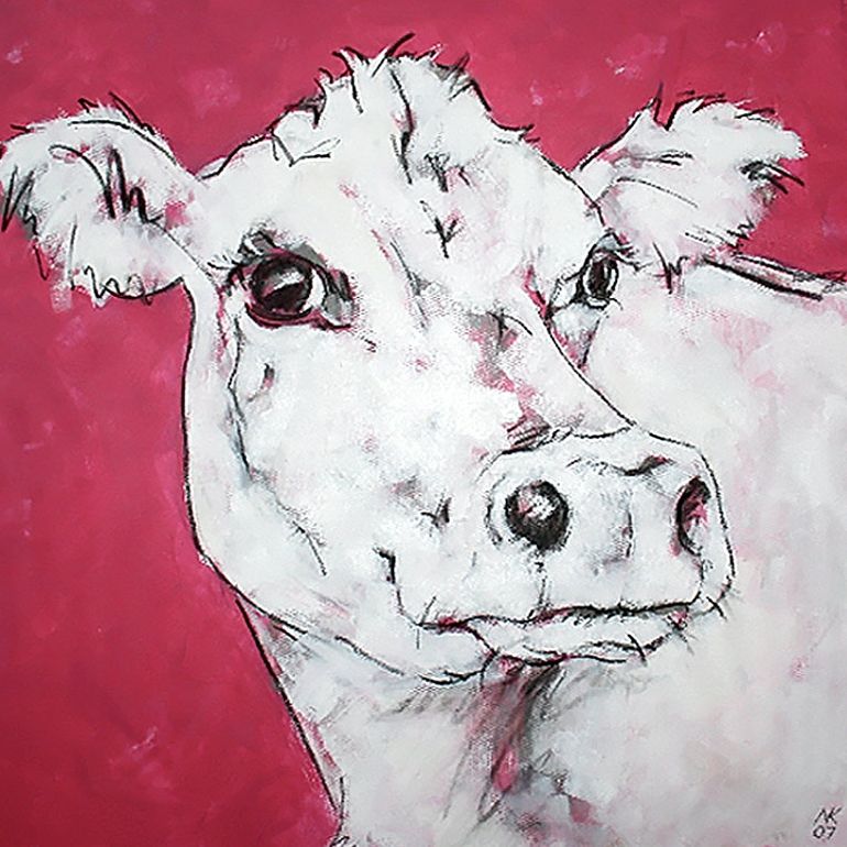 John Lewis Cow On Red, Frameless 98662