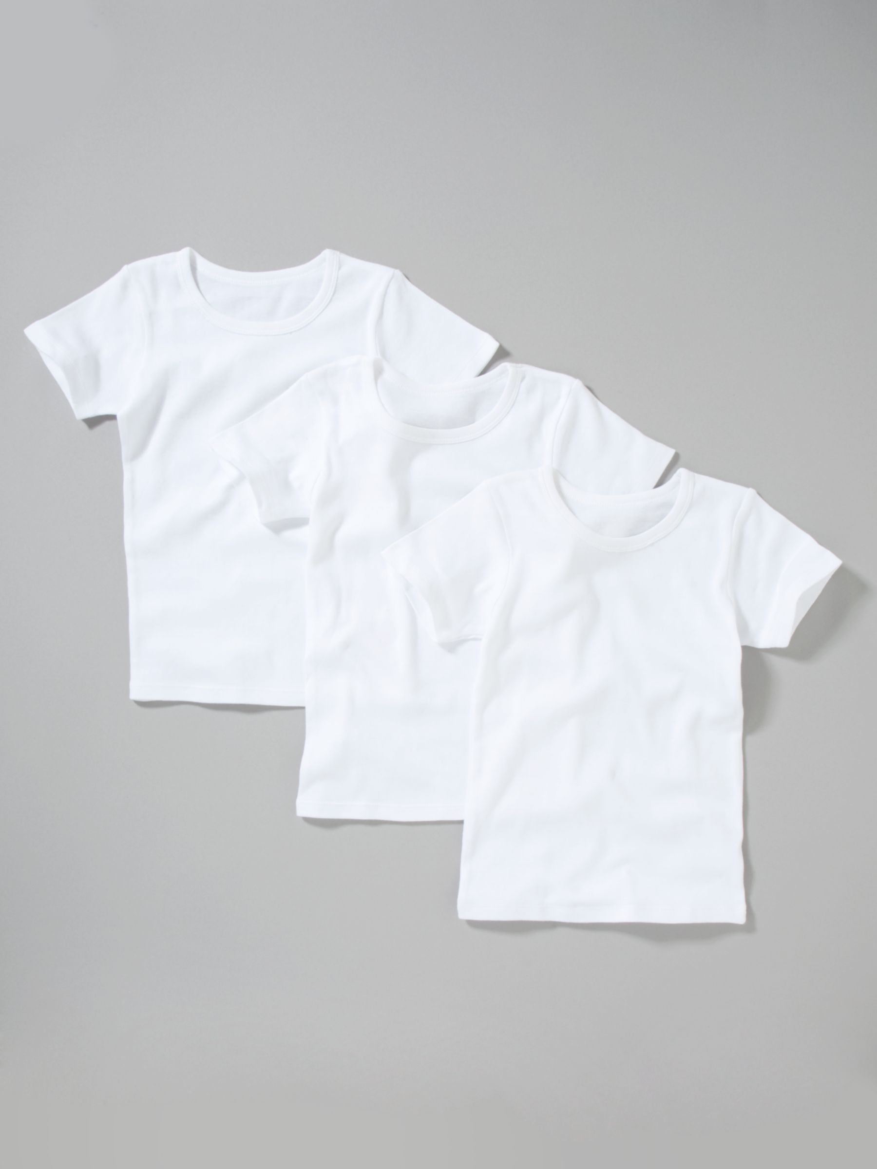 John Lewis & Partners Boy Cotton T-Shirt Vests, Pack of 3, White