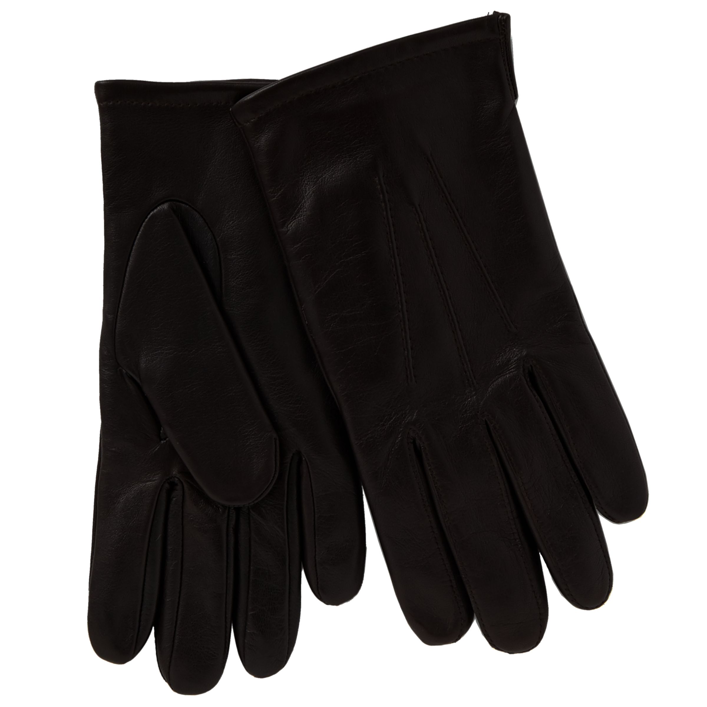 John Lewis & Partners Fleece Lined Leather Gloves, Brown