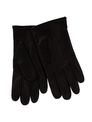 John Lewis & Partners Fleece Lined Leather Gloves, Brown