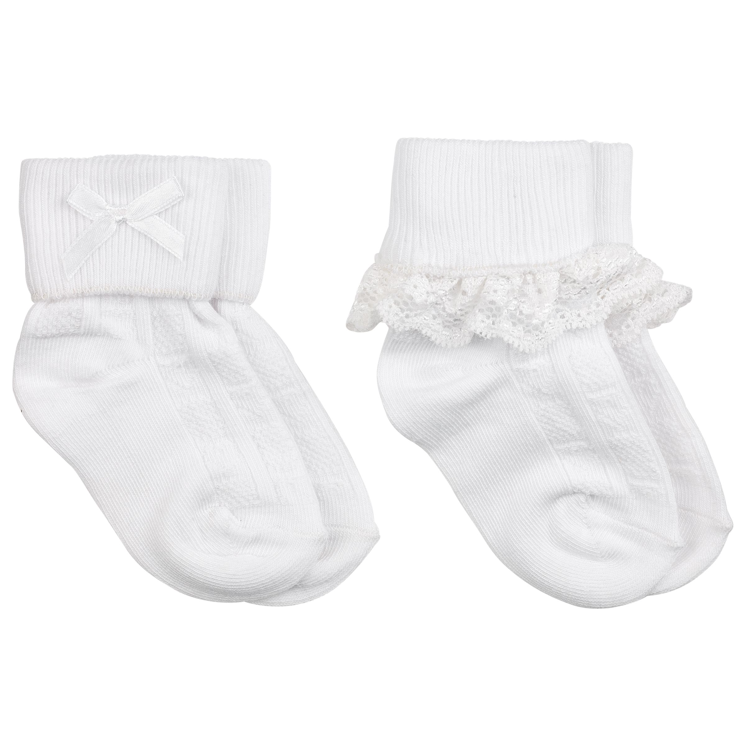 John Lewis Baby Lace Trim Socks, Pack of 2 43139