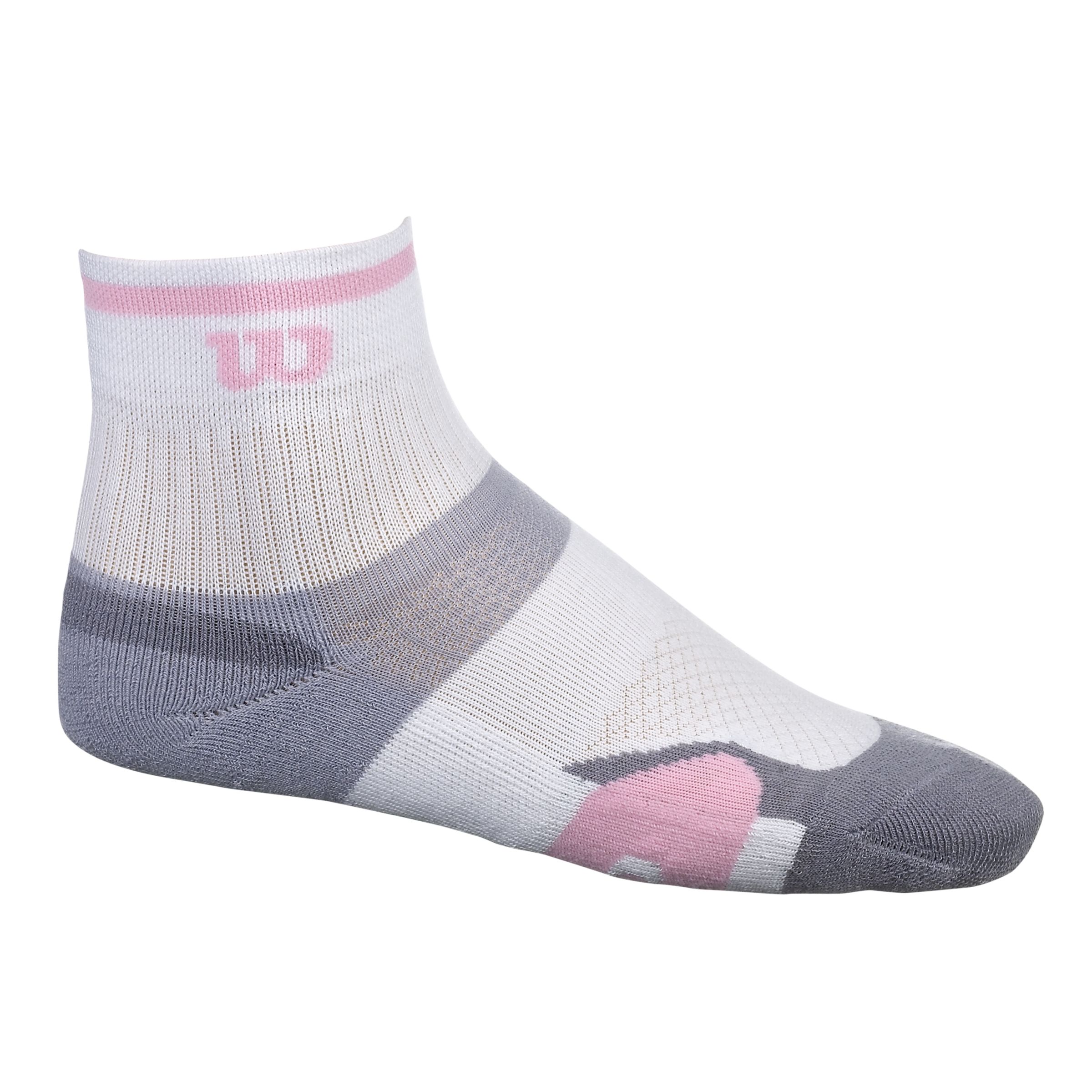 Wilson ErgoStep Women's Tennis Socks, White/Grey/Pink, 4-8