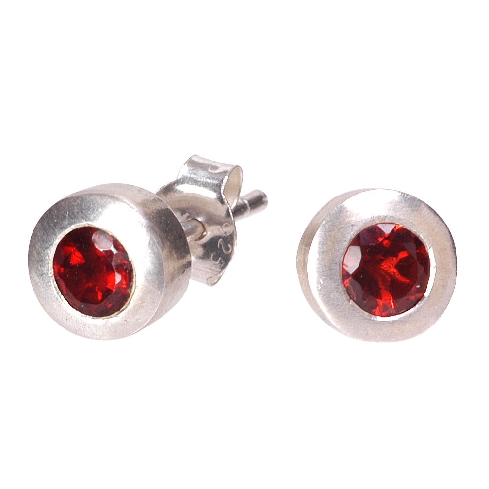 Dower and Hall Silver and Garnet Round Stud