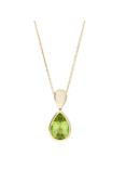 E.W Adams 9ct Yellow Gold and Peridot Drop Pendant Necklace, Gold/Green