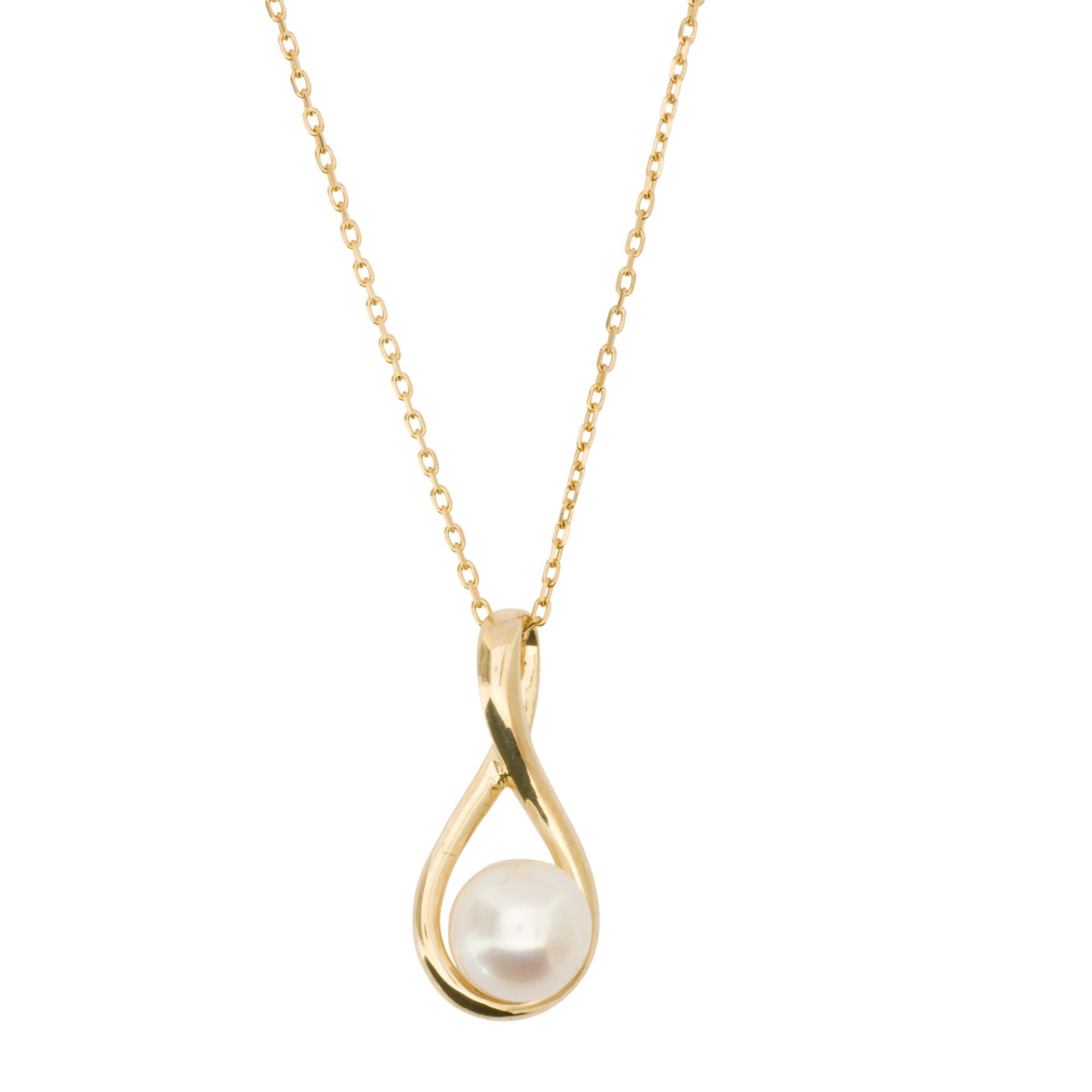 Buy London Road 9ct Yellow Gold Pearl Pendant, White Online at ...