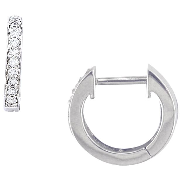 White Gold Diamond Hoop Earrings 58024