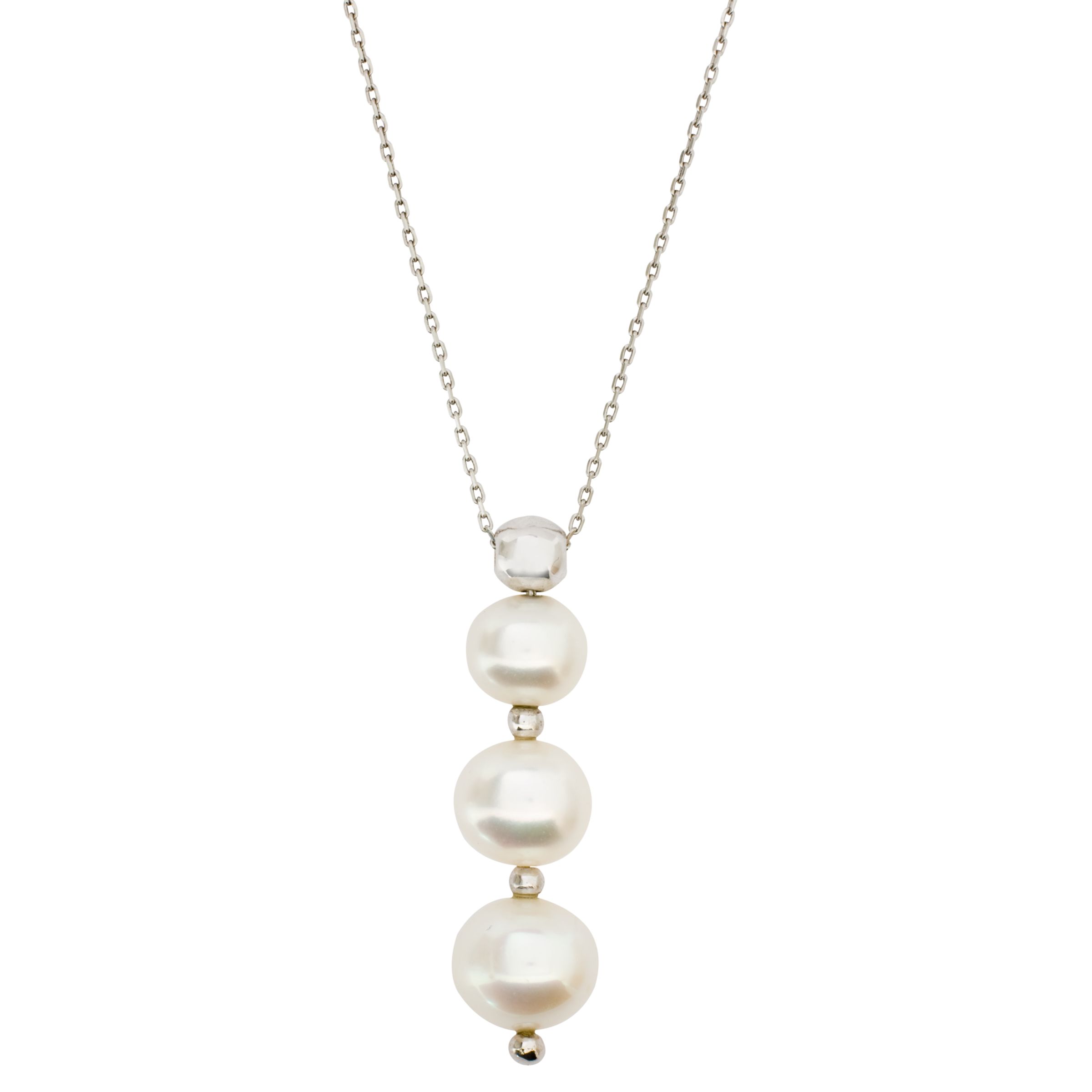 White Gold 3 Pearl Drop Pendant