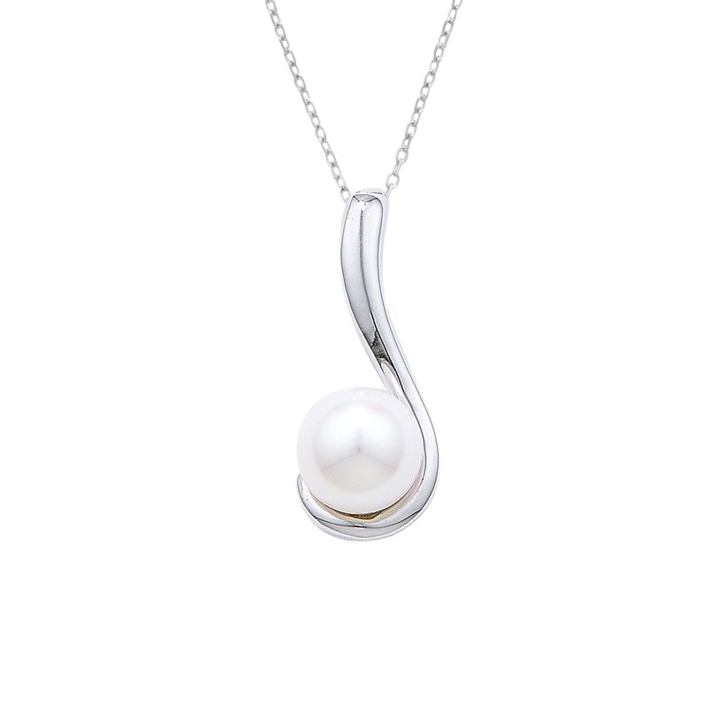 Buy London Road White Gold Swirl with Pearl Pendant Necklace Online at ...