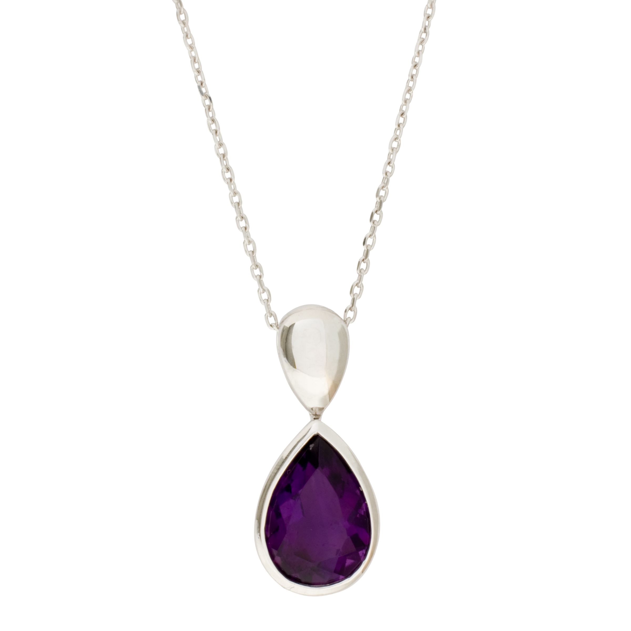 White Gold Amethyst Pendant Necklace 61053