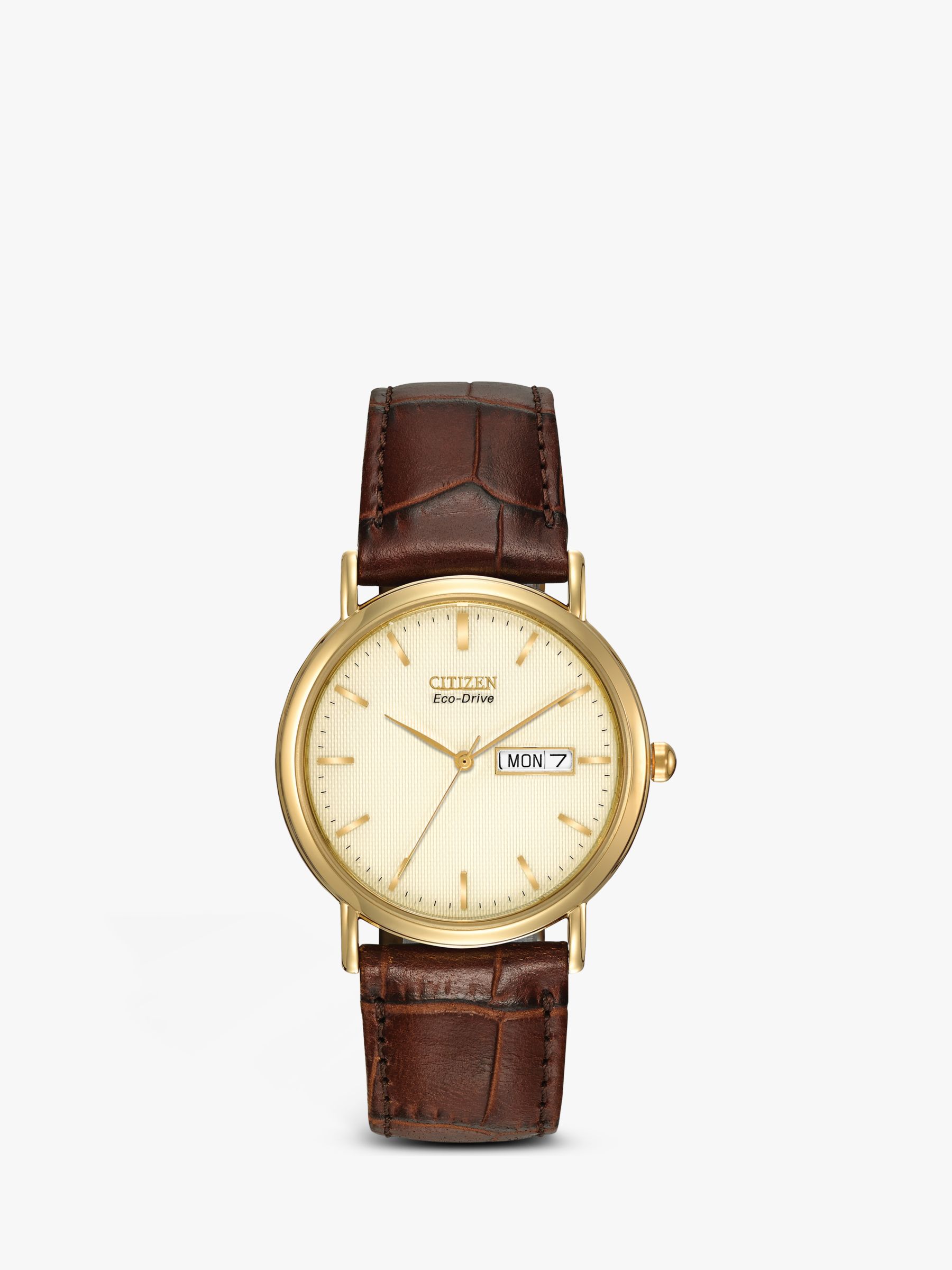 mens gold and leather watch