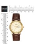Citizen BM8242-08P Men's Eco-Drive Leather Strap Watch, Brown/Gold