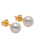 A B Davis 18ct Yellow Gold Cultured Large White Pearl Stud Earrings
