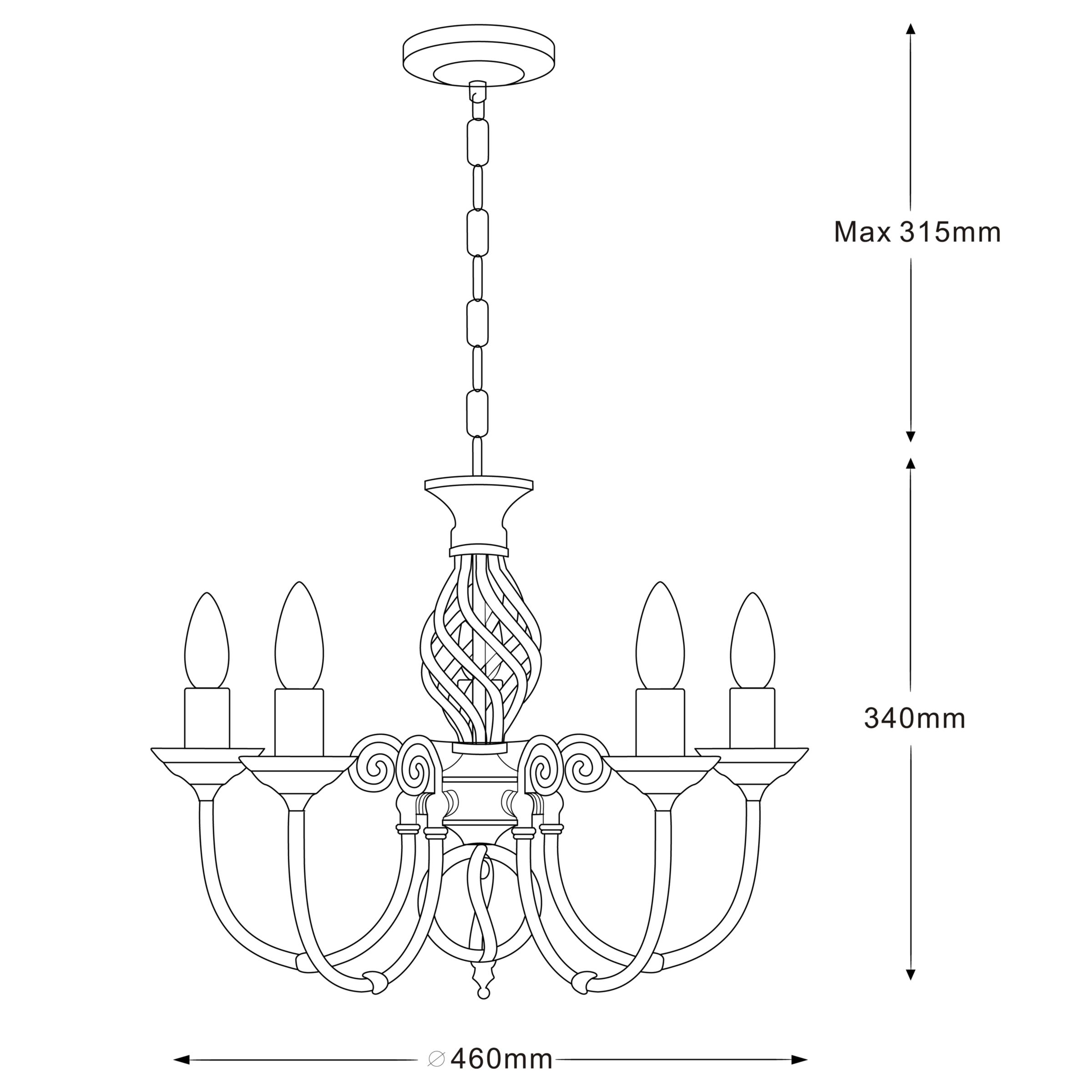 Malik Ceiling Light, 5 Arm 148915