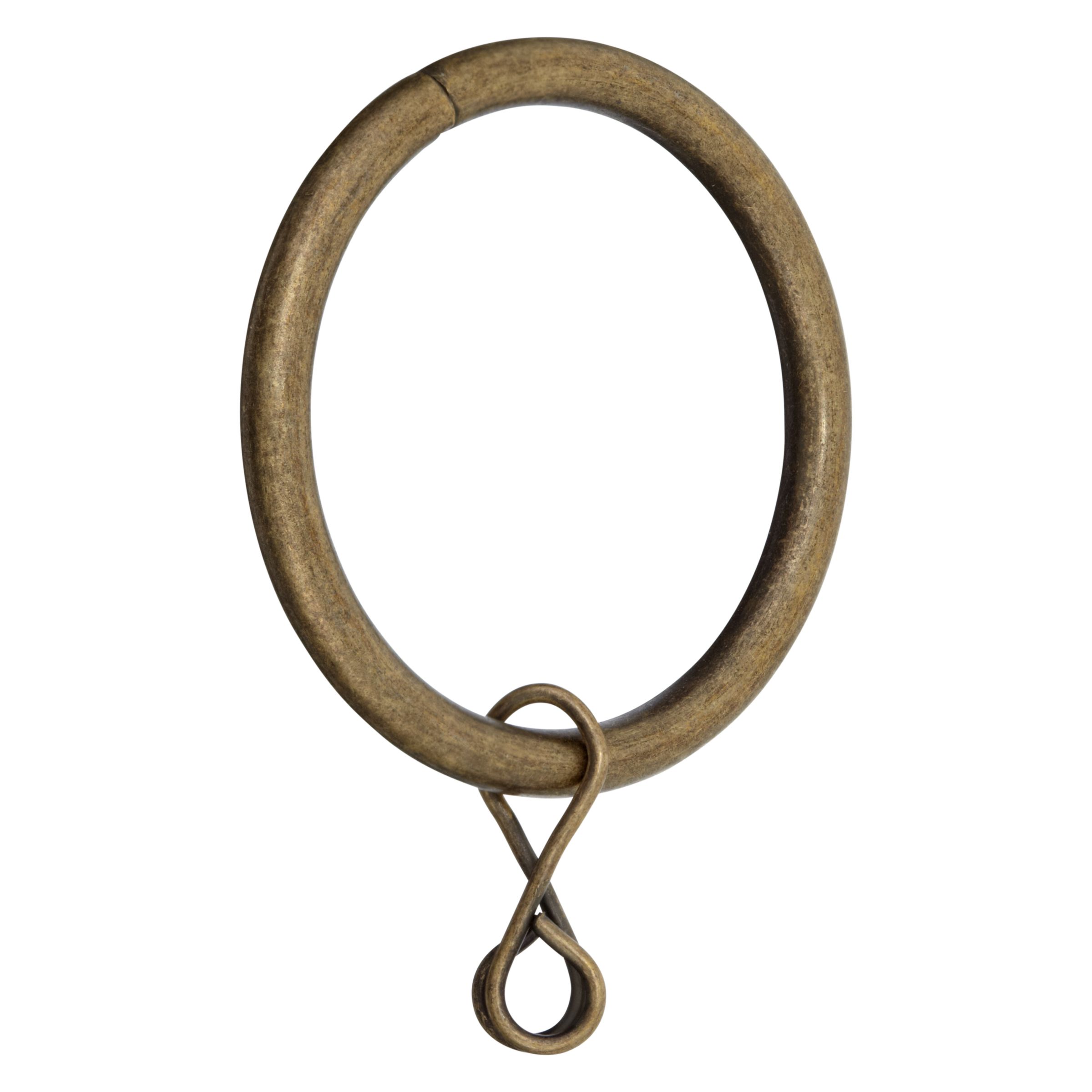 Antiqued Brass Curtain Rings, Pack of