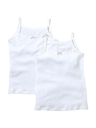 John Lewis & Partners Girl Cotton Cami Vests, Pack of 2, White