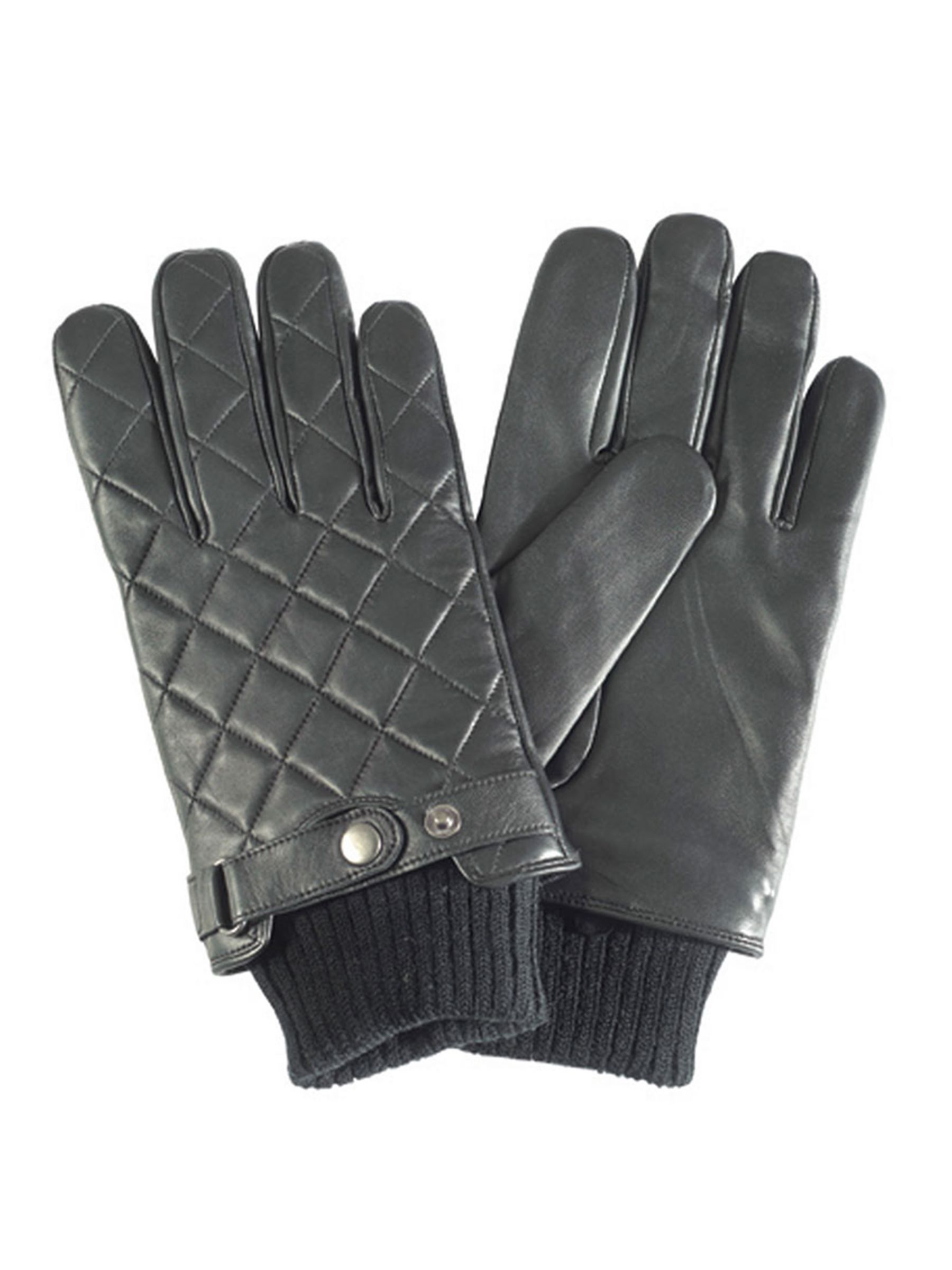 Barbour Quilted Leather Gloves, Black, XL