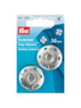 Prym Sew-On Snap Fasteners, 30mm, Pack of 2, Silver