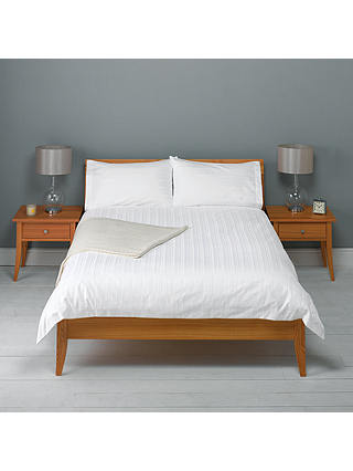 John Lewis & Partners 600 Thread Count Satin Stripe Duvet Cover and Pillowcase Set, White