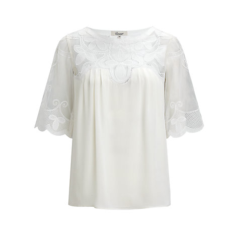 Buy Somerset by Alice Temperley Mesh Embroidered Blouse, Cream Online at johnlewis.com
