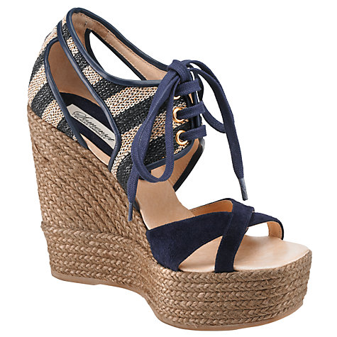 Buy Somerset by Alice Temperley Wisteria Lace-Up Wedge Sandals, Navy Online at johnlewis.com