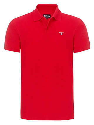 Barbour Sports Cotton Short Sleeve Polo Shirt, Red