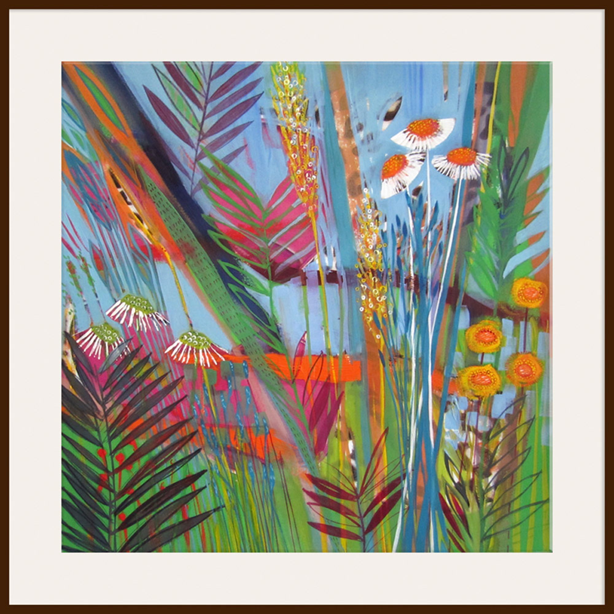 Shyama Ruffell - Tropics, Dark Brown Framed Print, 90 x 90cm