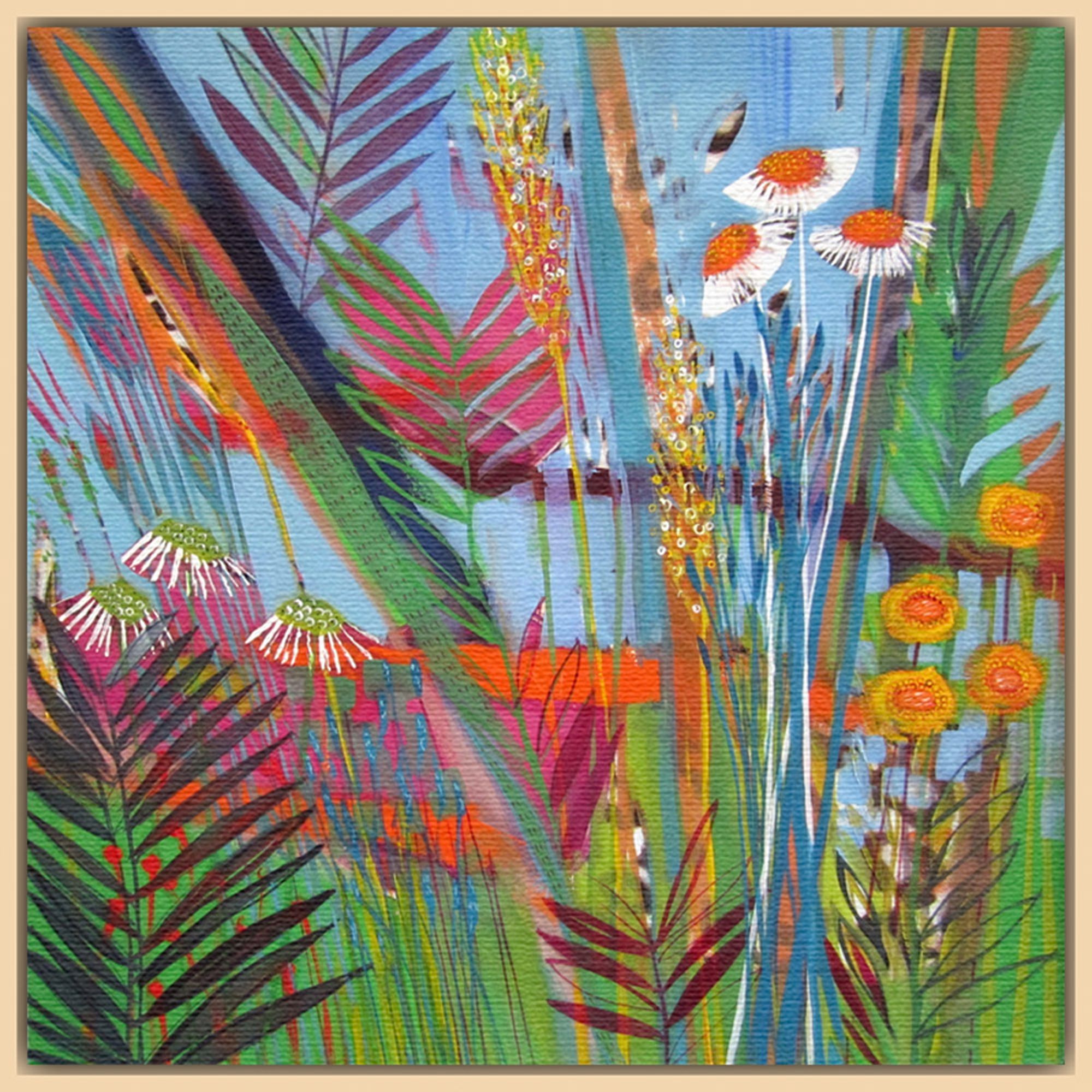 Shyama Ruffell - Tropics, Natural Ash Framed Canvas, 40 x 40cm