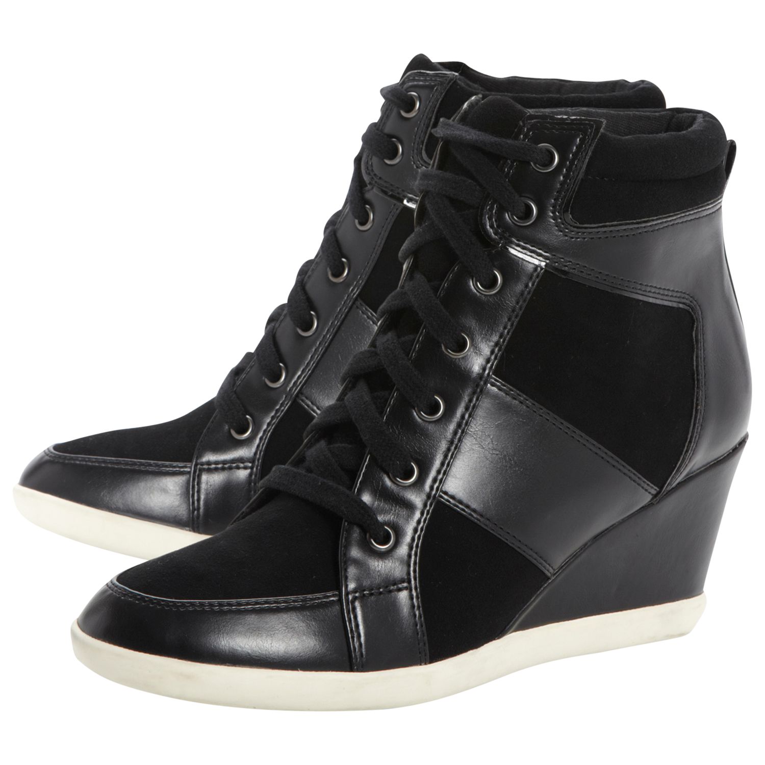 Buy Dune Lapin Suede and Leather Wedge Trainers, Black Online at ...