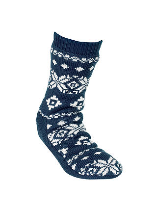 John Lewis Fair Isle Slipper Socks, Navy