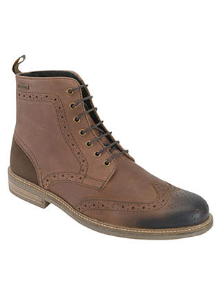 Barbour Belsay Leather Brogue Boots, Dark Tan