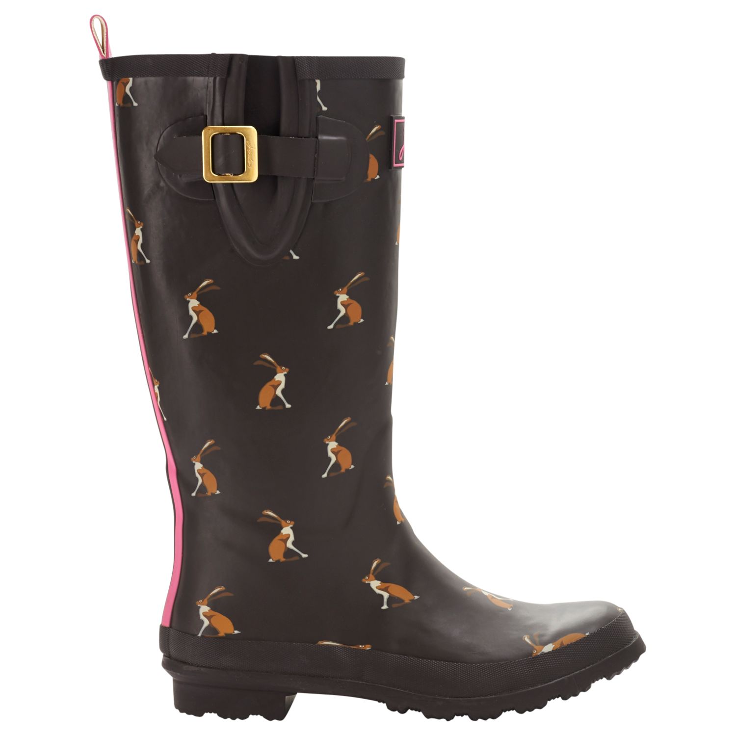 Joules Hare Print Wellington Boots, Brown