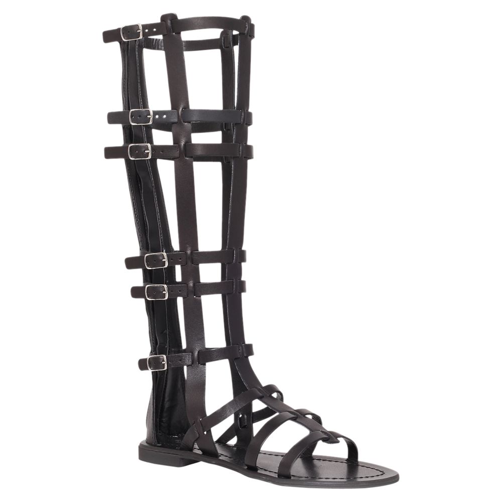 Buy Carvela Krown Knee-High Leather Gladiator Sandals, Black Online at ...