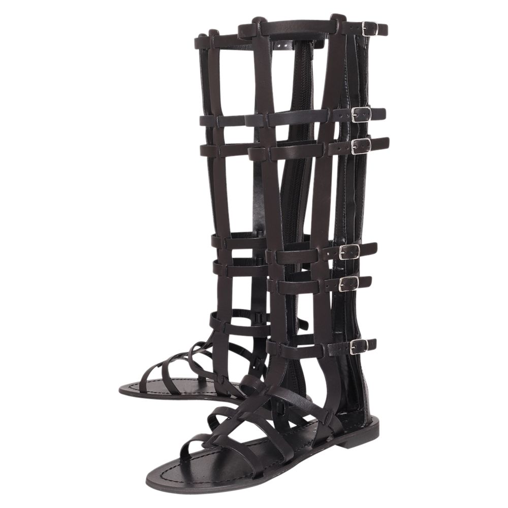 Buy Carvela Krown Knee-High Leather Gladiator Sandals, Black Online at ...