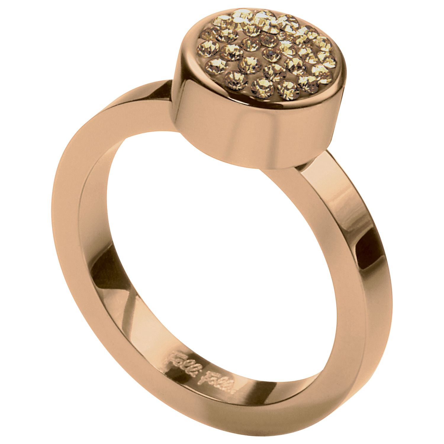 Folli Follie Chic Crystal Cup Ring, Rose gold