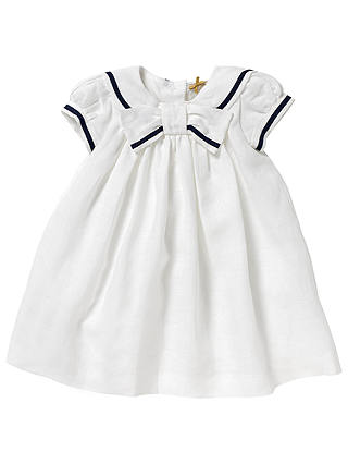 John Lewis & Partners Baby Linen Sailor Christening Dress, White