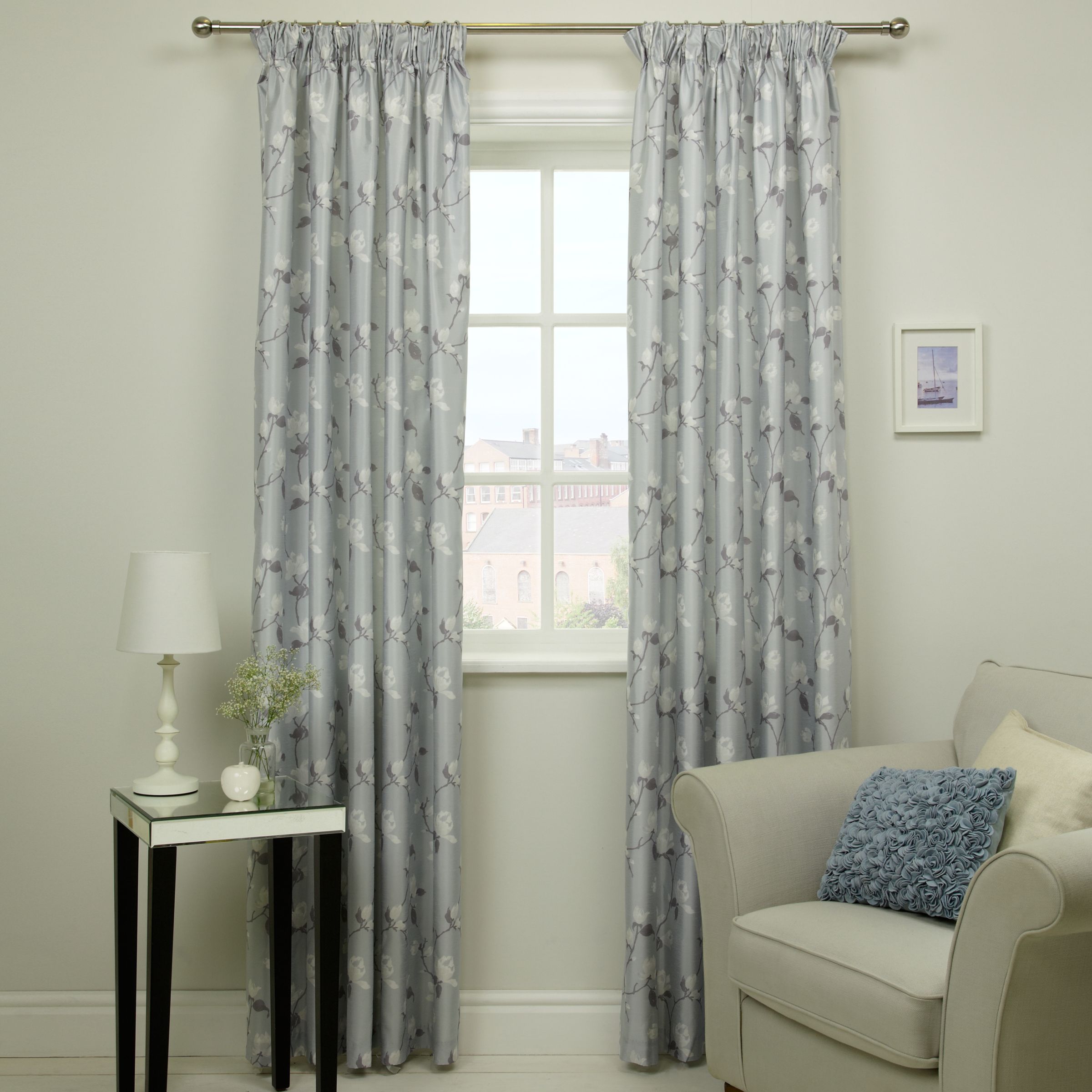 Buy John Lewis Magnolia Lined Pencil Pleat Lined Curtains, Mineral, W228 x Drop 228cm Online at johnlewis.com