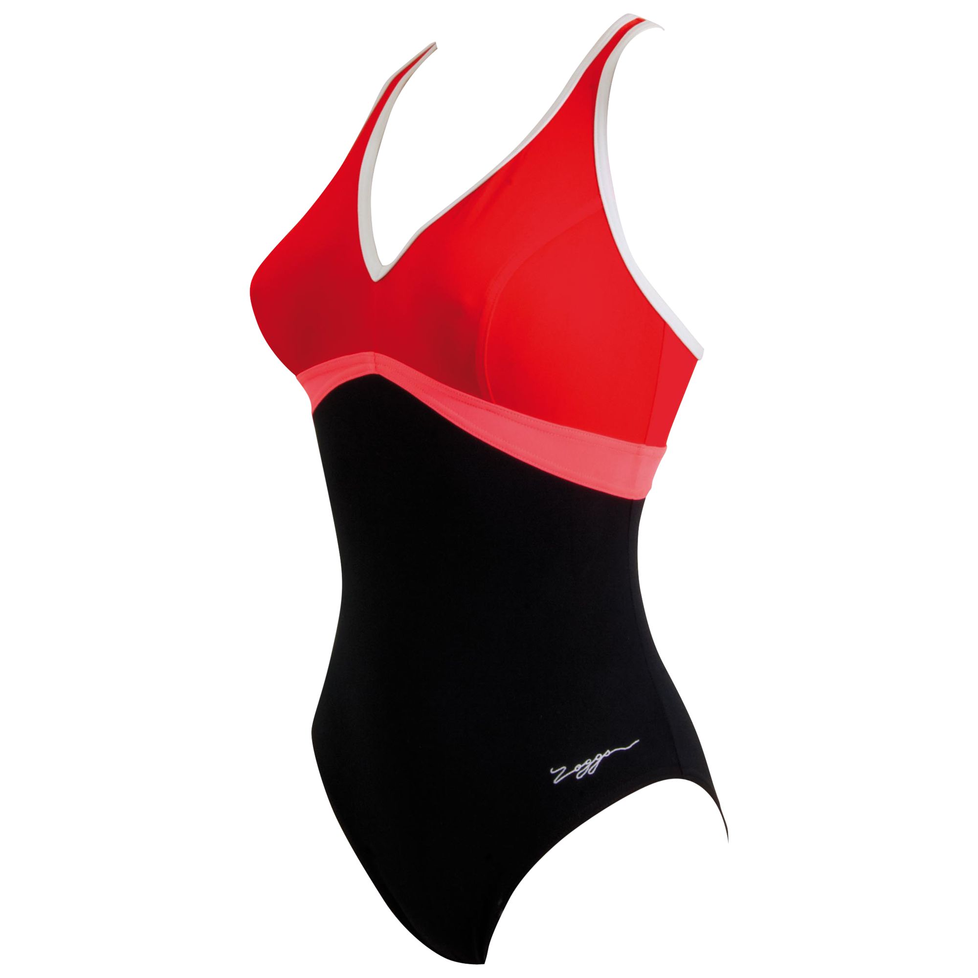 Zoggs Go Tribal V-Neck Crossback Swimsuit, Black/Red