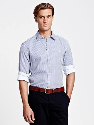 Thomas Pink Albin Stripe Cotton Long Sleeve Shirt, Blue/White