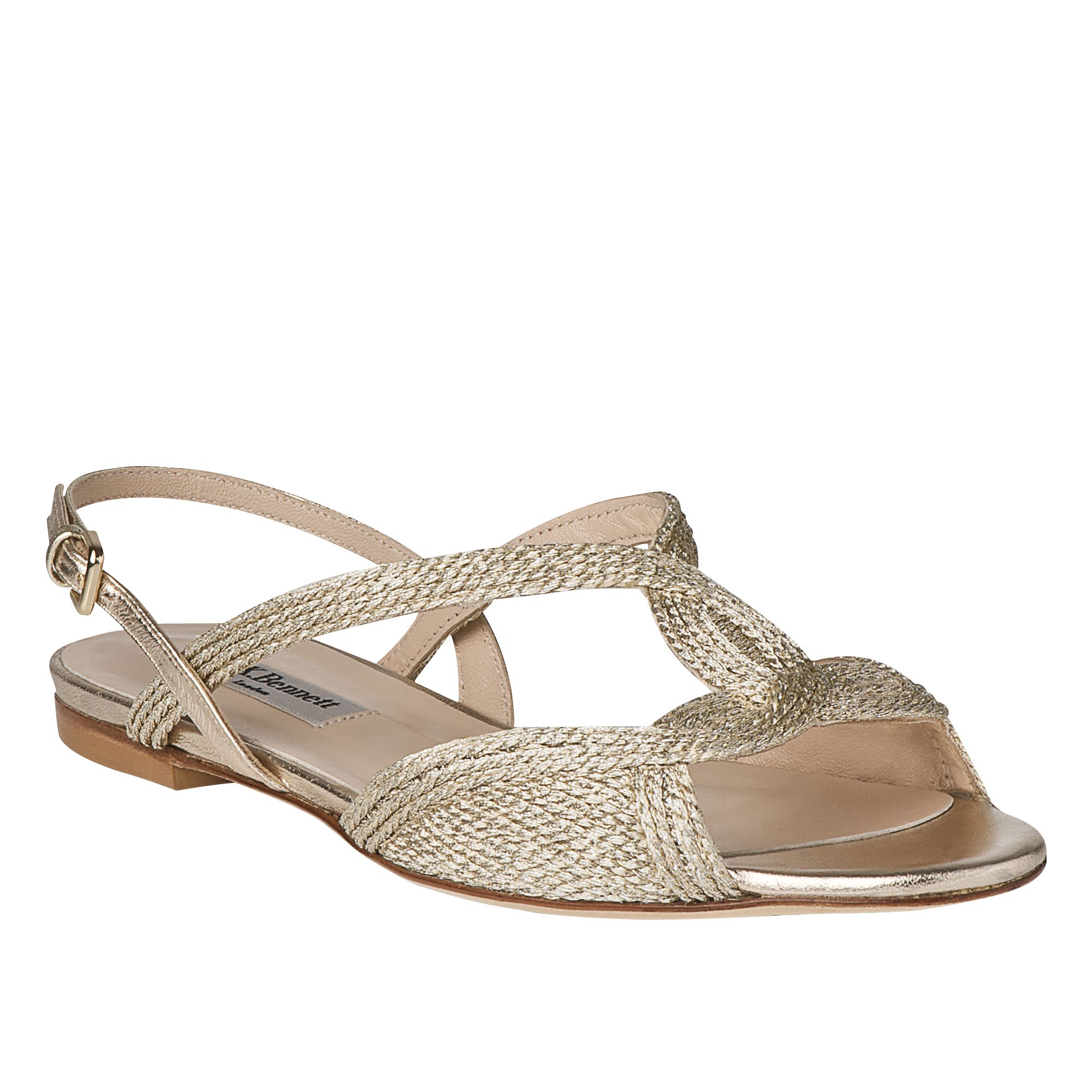 Buy L.K. Bennett Sadie Rope Detail Flat Sandals, Soft Gold Online at ...