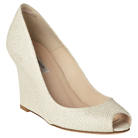 ... Print Peep Toe Leather Wedge Shoes, Soft Gold Online at johnlewis