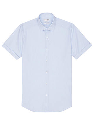 Reiss Glider Stretch Short Sleeve Shirt, Blue