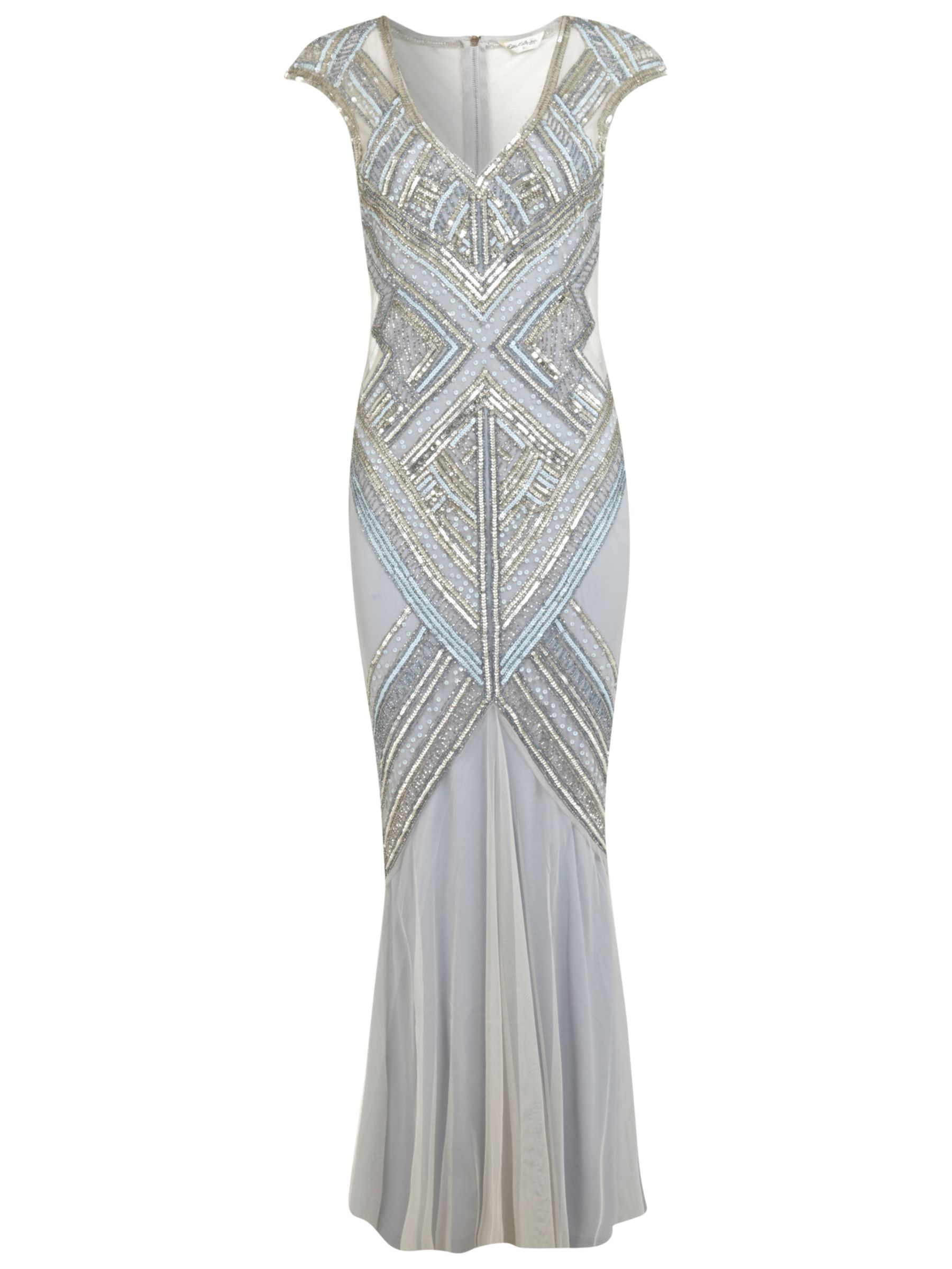 Buy Miss Selfridge Sequin Mesh Panel Maxi Dress, Blue Online at ...