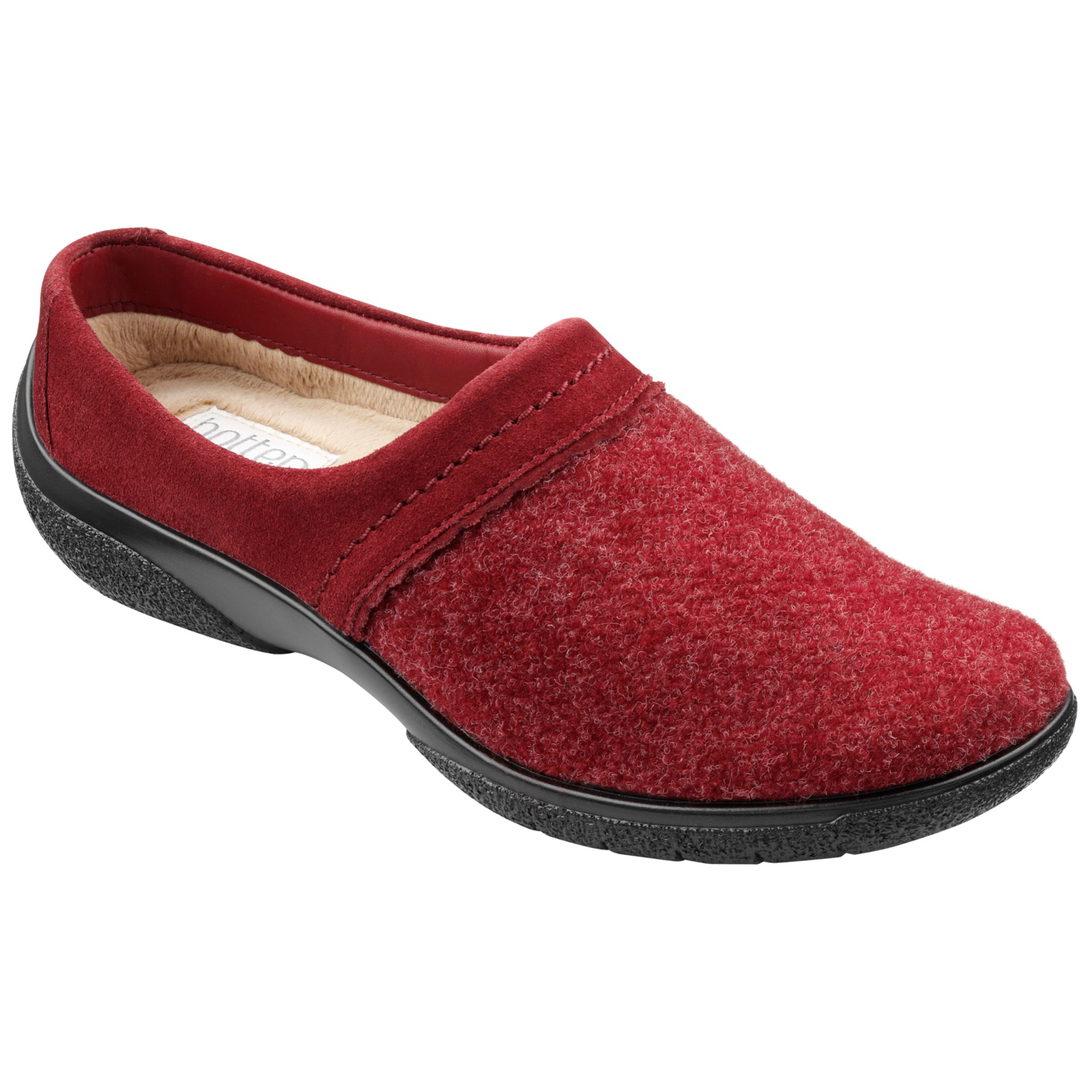 Hotter Devotion Textured Slippers, Ruby