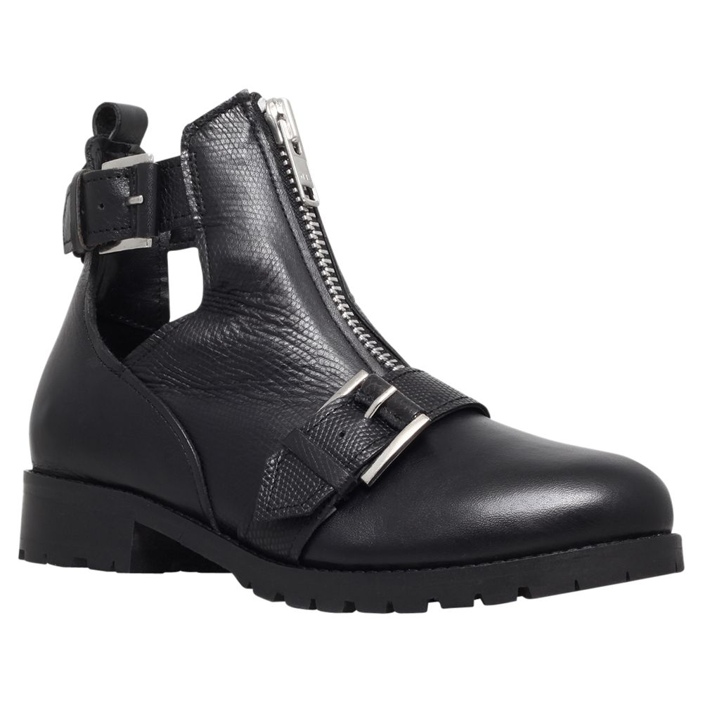 Miss KG Scout Leather Buckle and Front Zip Detail Low Heel Ankle Boots ...