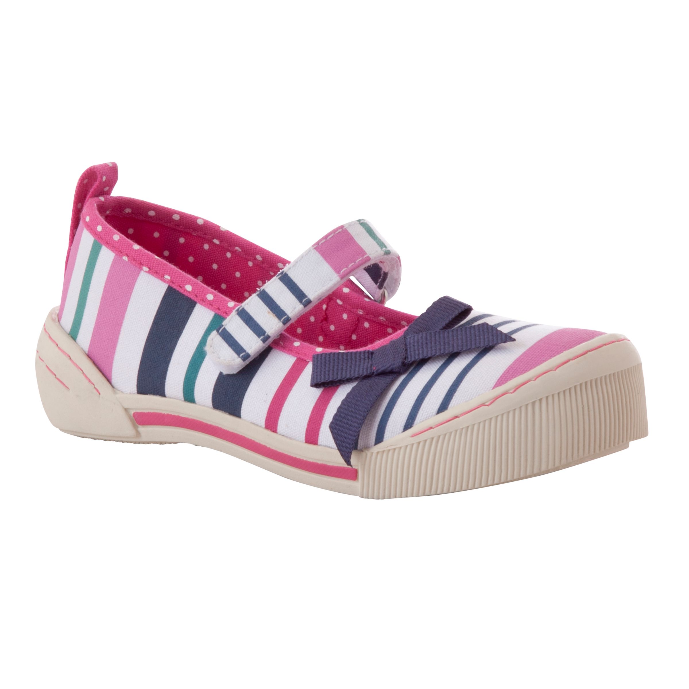 Buy John Lewis Girls' Mary Jane Stripe Canvas Shoes, PinkMulti | John ...