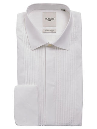 Ben Sherman Tailoring Pleated Long Sleeve Evening Shirt, White