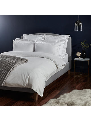John Lewis & Partners Soft and Silky Treviso Cotton Duvet Covers and Pillowcases, White/Grey